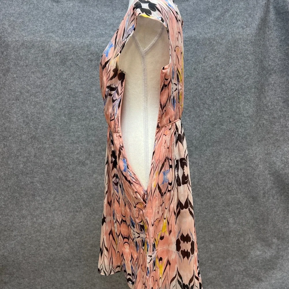 J Crew 100% Silk Outside Butterfly Wing Flutter Sleeve Artsy Dress Spring Size 6